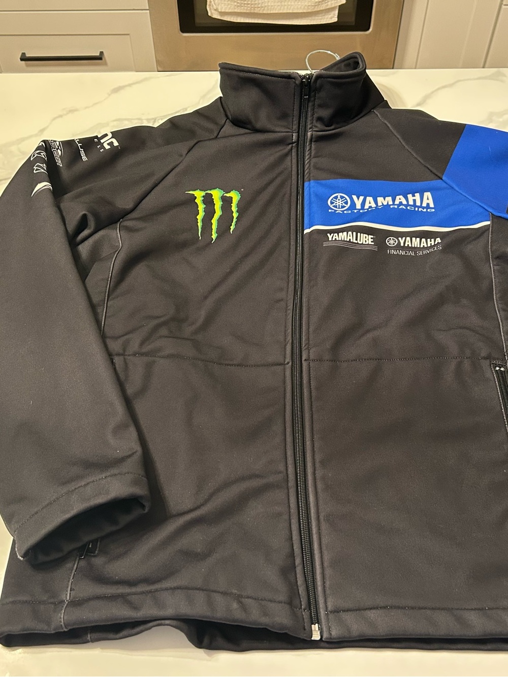 Men’s Outer Circle Yamaha Racing Black & Blue Softshell Jacket W/ Monster Logo